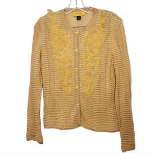 ST. JOHN Ruffle Wool Blend Cardigan